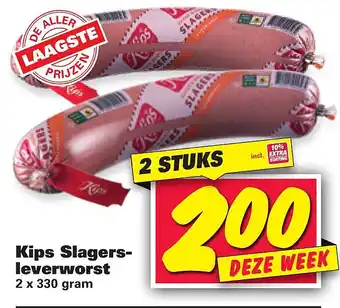 Nettorama Kips slagersleverworst 2x330 gram aanbieding