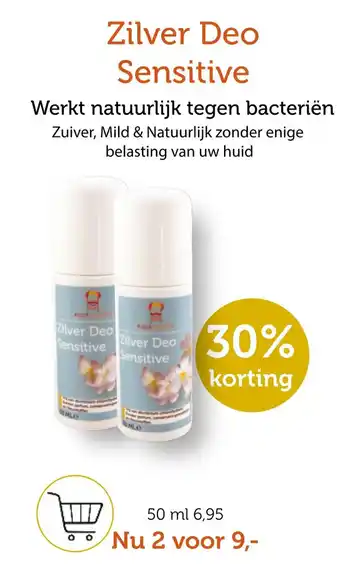 De Rode Pilaren Zilver deo sensitive 50 ml aanbieding