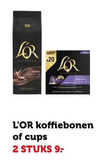 Coop L'OR koffiebonen of cups aanbieding