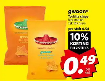 Boni gwoon tortilla chips 165 gram aanbieding