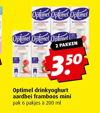 Boni Optimel drinkyoghurt aardbei framboos mini pak 6 pakjes a 200 ml aanbieding