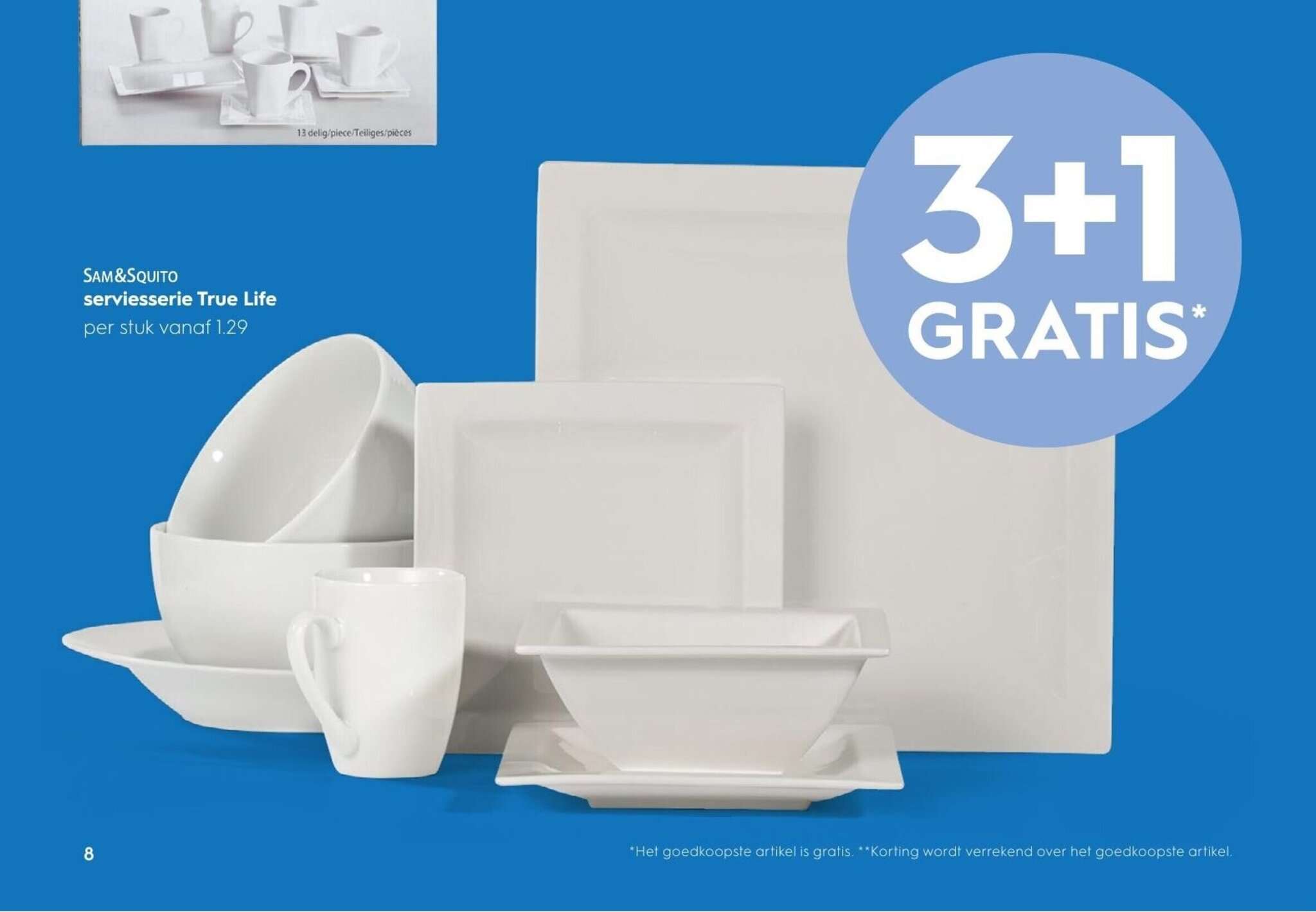 Sam & Squito serviesserie True Life aanbieding bij Blokker