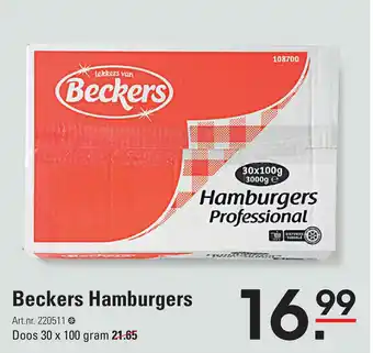 Sligro Beckers hamburgers doos 30 x 100 gram aanbieding