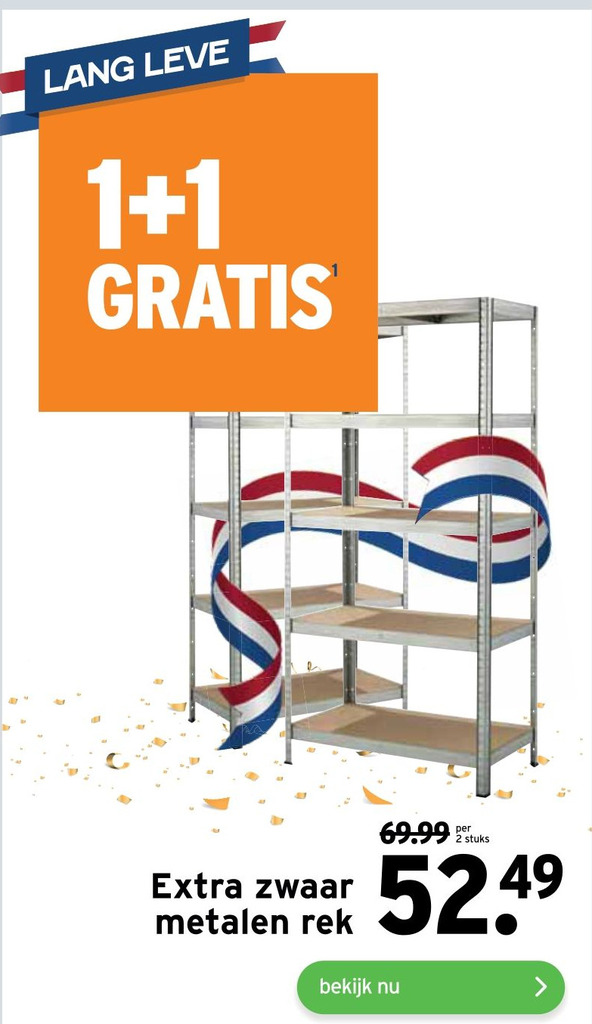 Extra zwaar metalen rek 1+1 gratis aanbieding bij GAMMA