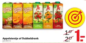 CoopCompact Appelsientje of Dubbeldrank 1L aanbieding