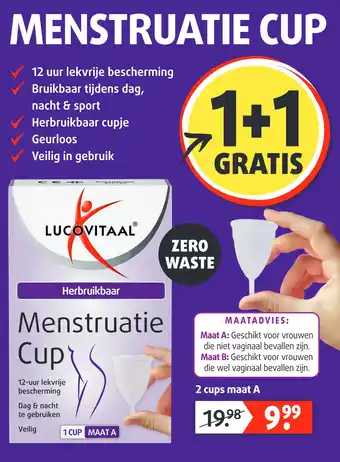 Lucovitaal Menstruatie cup aanbieding