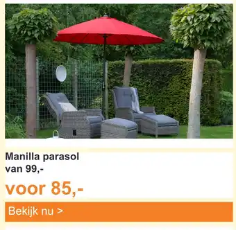 Tuinmeubelland Manilla parasol aanbieding