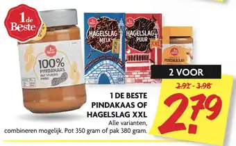 Dekamarkt 1 de beste pindakaas of hagelslag xxl 380 gram aanbieding