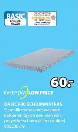 Jysk BASIC F30 SCHUIMMATRAS aanbieding