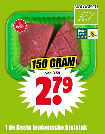 Dirk 1 de beste biologische biefstuk 150 gram aanbieding