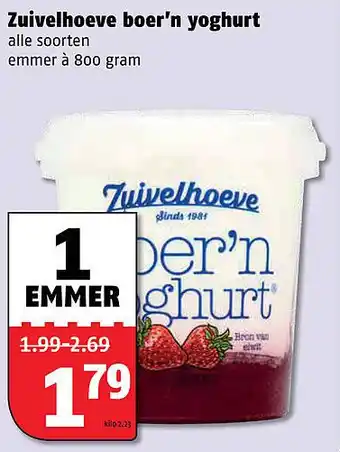 Poiesz Zuivelhoeve boer'n yoghurt 800 gram aanbieding