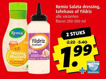 Boni Remia salata dressing, tafelsaus of yildriz 250-500 ml aanbieding