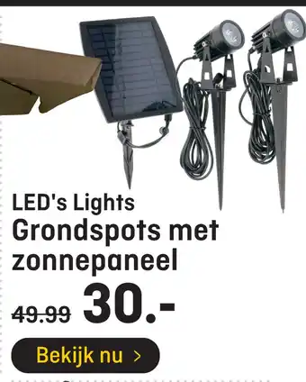 Hubo Led's lights grondspots met zonnepaneel aanbieding