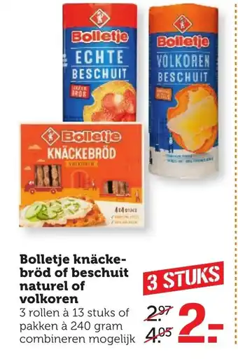 Coop Bolletje Knaackerbrood of beschuit naturel of volkoren aanbieding