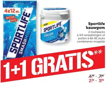 Coop Sportlife kauwgom 1+1 aanbieding