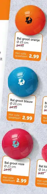 Coop Bal groot oranje, blauw, roze 23cm aanbieding