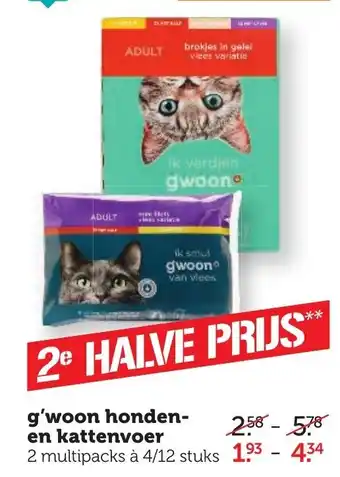 Coop G'woon Honden- of kattenvoer 2*4/12st aanbieding