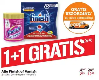 Coop Finish of Vanish 1+1 aanbieding