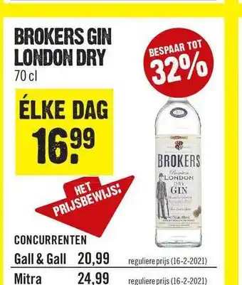 Dirck 3 Brokers gin london dry 70cl aanbieding