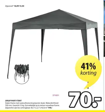 Jysk Jerup partytent B2.7 x L2.7 x H2.6 m aanbieding