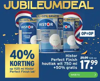 GAMMA Histor Perfect Finish houtlak wit 750 ml +50% gratis aanbieding