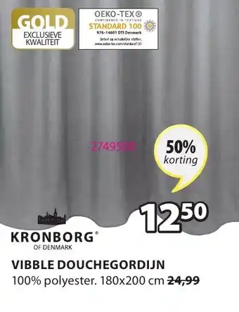 Jysk Kronborg Vibble Douchegordijn 180x200 cm aanbieding