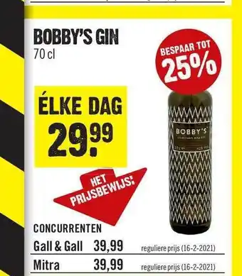 Dirck 3 Bobby's gin 70cl aanbieding