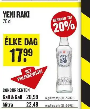 Dirck 3 Yeni raki 70cl aanbieding