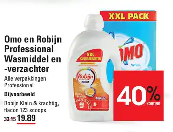 De Kweker Omo en robijn professional wasmiddel en -verzachter aanbieding