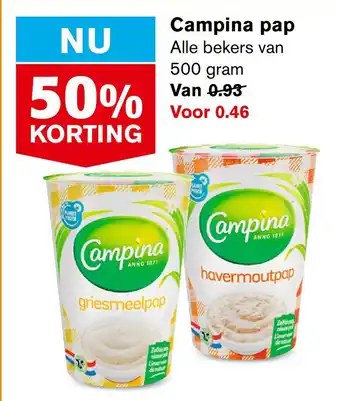 Hoogvliet Campina pap aanbieding