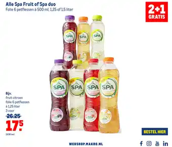 Makro Spa fruit of spa duo 500 ml, 1,25 of 1,5 liter aanbieding