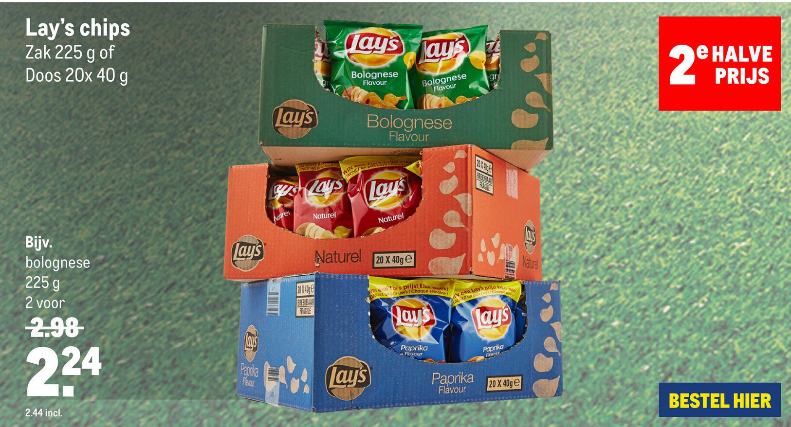 Lay's chips zak 225 G of doos 20 x 40 G aanbieding bij Makro