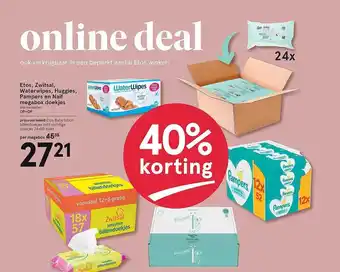 Etos Etos, Zwitsal, Waterwipes, Huggies, Pampers En Naif Megabox Doekjes 40% Korting aanbieding