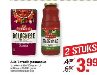 Coop Alle Bertolli Pastasaus aanbieding