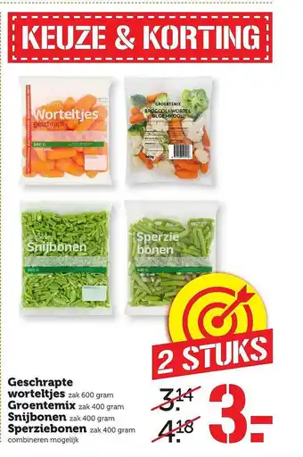 Coop Geschrapte Worteltjes, Groentemix, Snijbonen Of Sperziebonen aanbieding