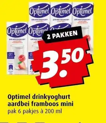 Boni Optimel Drinkyoghurt Aardbei Framboos Mini aanbieding