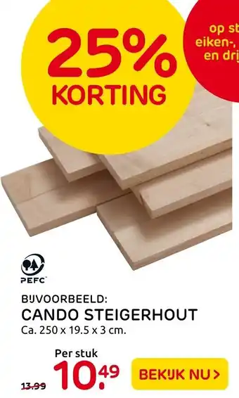 Praxis Cando Steigerhout 250x19.5x3 cm aanbieding