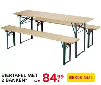 Praxis Biertafel met 2 banken aanbieding