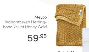 Baby & Tiener Meyco Ledikantdeken Herringbone Velvet honey gold aanbieding