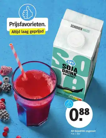 Albert Heijn Sojadrink ongezoet pak 1 liter aanbieding