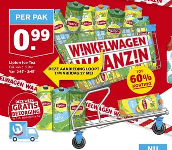 Hoogvliet Lipton ice tea 1.5 liter aanbieding