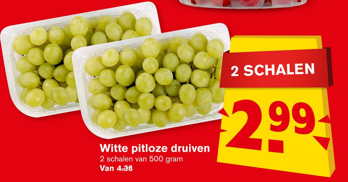 Witte pitloze druiven aanbieding bij Hoogvliet