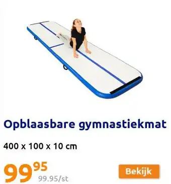 Action Opblaasbare gymnastiekmat 400 x 100 x 10 cm aanbieding