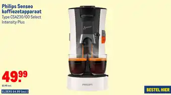 Makro Philips Senseo koffiezetapparaat Type CSA230/00 Select Intensity Plus aanbieding