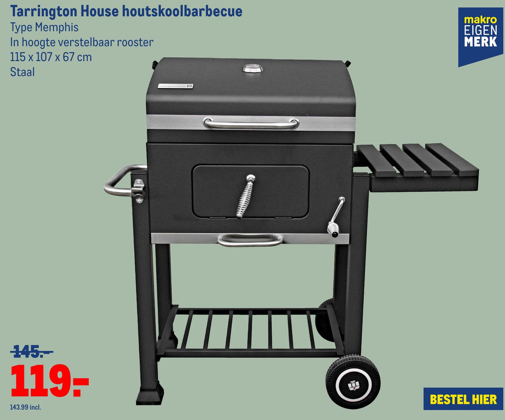 Makro Tarrington House houtskoolbarbecue Type Memphis aanbieding