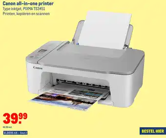 Makro Canon all-in-one printer Type inktjet, PIXMA TS3451 aanbieding