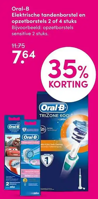 DA Oral-B Elektrische tandenborstel en opzetborstels 2 of 4 stuks aanbieding