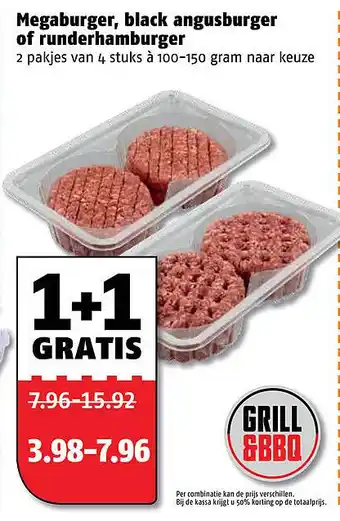 Poiesz Megaburger, black angusburger of runderhamburger aanbieding