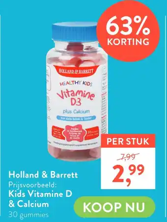 Holland & Barrett Holland & Barrett Kids Vitamine D & Calcium aanbieding