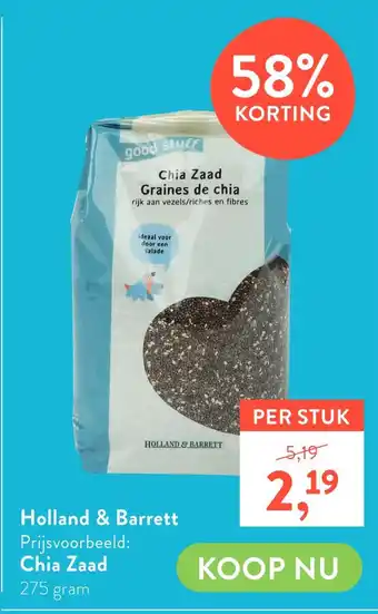 Holland & Barrett Holland & Barrett Chia Zaad aanbieding